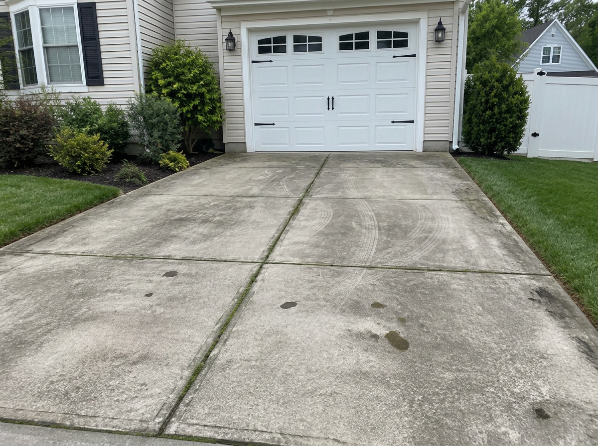 Concrete driveway — before cleaning